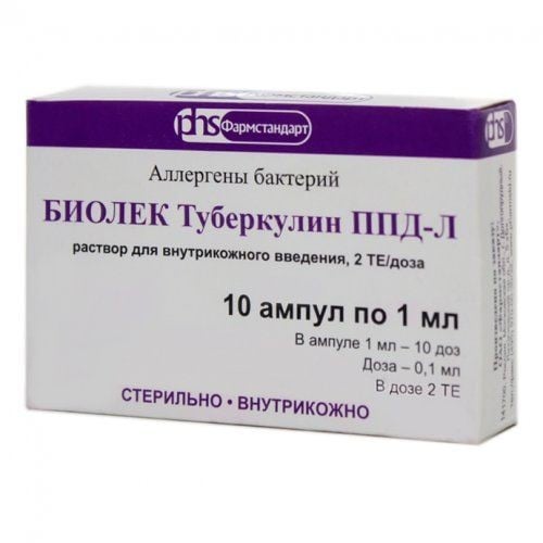 Биолек Туберкулин ППД-Л раствор для инъекций по 1 мл в ампуле, 2 ТЕ/доза, 10 шт.
