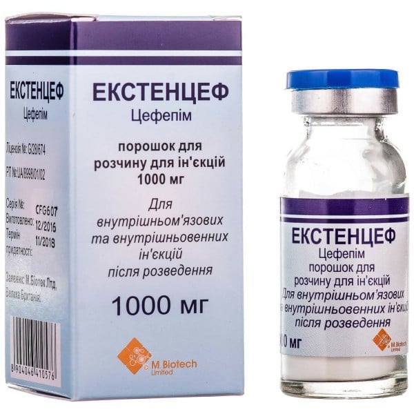 Экстенцеф порошок для раствора для инъекций в флаконе по 1000 мг