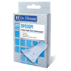 Пластырь медицинский на полимерной основе, прозрачные, 7.2см х 2.3см "H Dr.House", 20 шт.