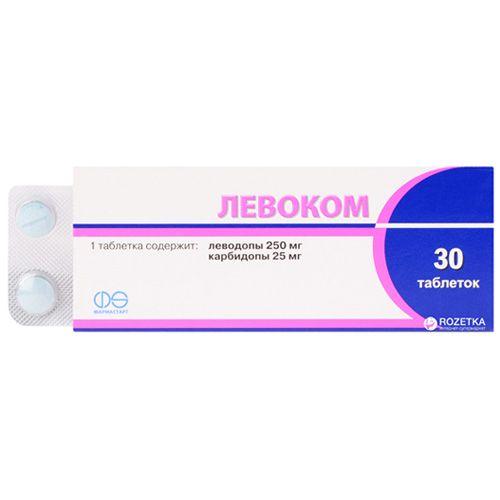 Левоком таблетки от болезни Паркинсона 250 мг/25 мг N30