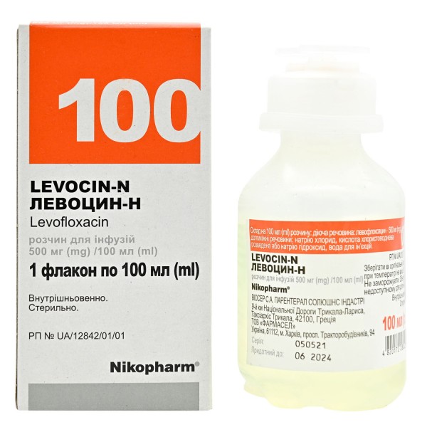 Левоцин-Н раствор для инфузий по 500 мг/100 мл, 100 мл