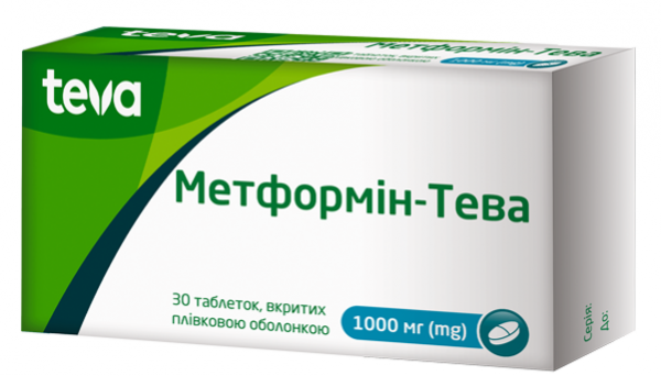 Метформин-Тева таблетки по 1000 мг, 30 шт.