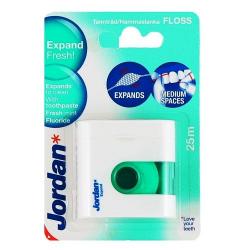 Jordan Expand Fresh Floss 25м  зубная нить с фтором,мятой, воском и зубной пастой