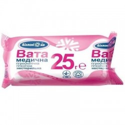 Вата медицинская нестерильная гигиеническая гигроскопическая ролик, 25 г 