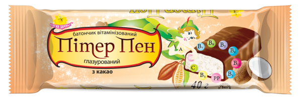 Питер Пен батончик витаминизированный в шоколадной глазури с какао, 40 г