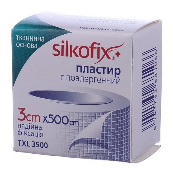 Лейкопластырь Silkofix + 3 смх500 см на тканевой основе гипоаллергенный №1