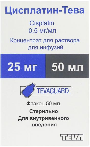 Цисплатин-Тева 0.5 мг/мл  50 мл №1 раствор