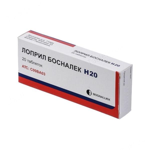 Лоприл Босналек Н 20 мг N20 таблетки