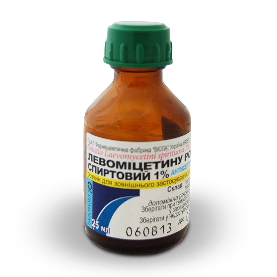 Левоміцетину розчин спиртовий 1%, 25 мл - ПрАТ ФФ Віола: інструкція .