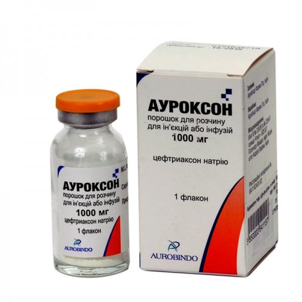 Ауроксон порошок для раствора по 1000 мг в флаконе, 1 шт. 