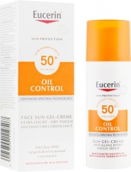 Eucerin Oil Control солнцезащитный гель-крем для лица матирующего эффекта SPF50+, 50 мл 