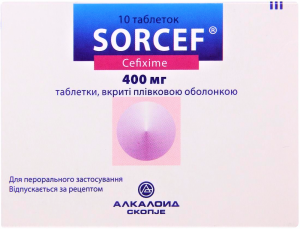 Сорцеф таблетки по 400 мг, 10 шт.