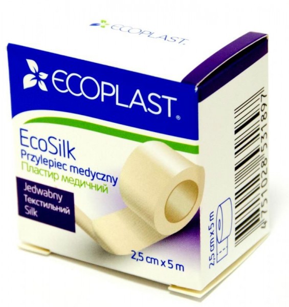 Пластырь медицинский текстурированный EcoSolk (ЭкоСилк) 2,5 см х 5 м, 1 шт.