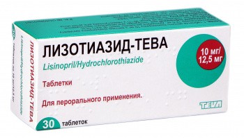 Лизотиазид-Тева таблетки по 10мг/12,5 мг, 30 шт.