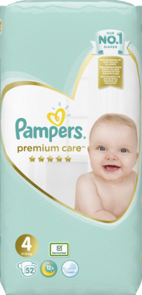Подгузники для детей Pampers Premium Care Maxi от 9 до 14 кг, 52 шт.