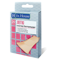 Набор пластырей медицинских на нетканой основе H Dr.House Легкие 7,2 см х 2,3 см, 20 шт.