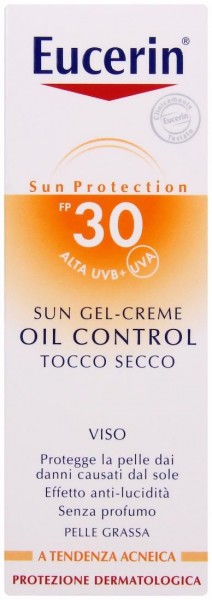 Eucerin SPF30 гель-крем солнцезащитный для жирной кожи лица, 50 мл