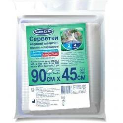 Салфетки медицинские марлевые стерильные 90х45см N2 тип 17 с петлей и рентген-лентой (10х10см)