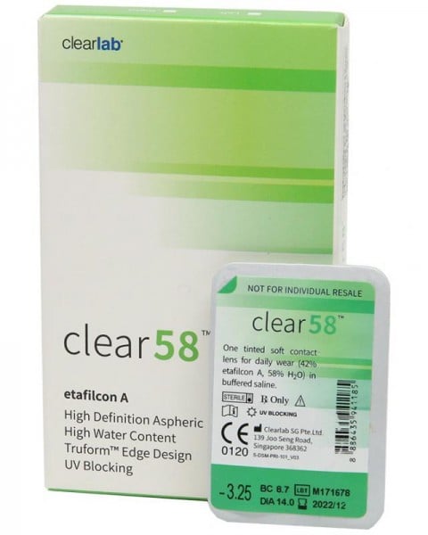 Clearlab Clear 58 контактные линзы +2.25 +0.00 d14.5 8.7, 6 шт.