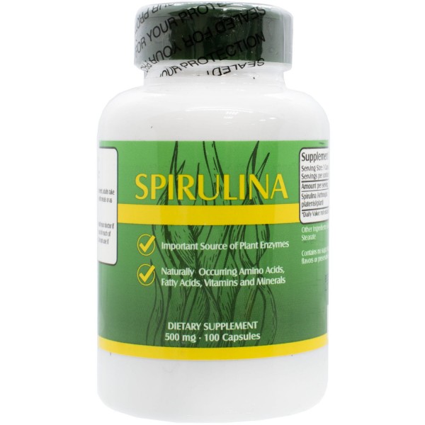 Спирулина Nu-Health диетическая добавка, капсулы по 500 мг, 100 шт.