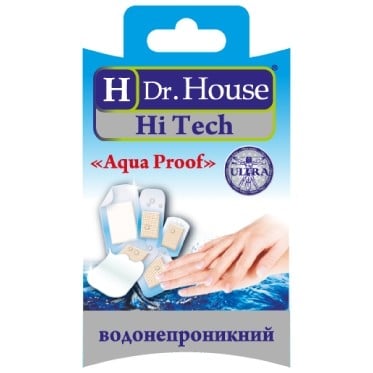 Набор пластырь медицинский Aqua proof водонепроницаемый H Dr.House, 12 шт.