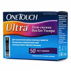 One Touch Ultra тест-полоски для определения уровня глюкозы, 50 шт.