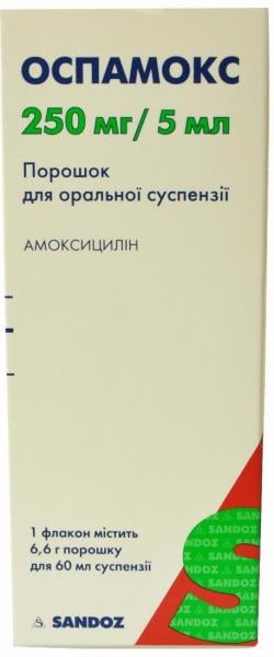 Оспамокс порошок для оральной суспензии 250 мг/5 мл 