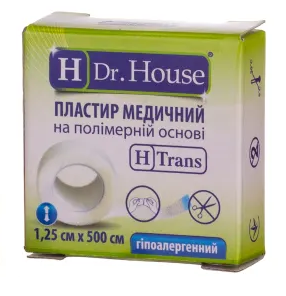 Пластырь медицинский на полимерной основе H Dr.House 1,25 см х 500 см, 1 шт.