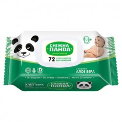 Снежная панда салфетки влажные с экстрактом алоэ вера для младенцев, 72 шт.