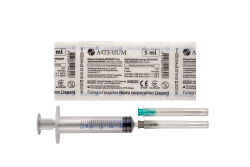 Arterium шприц инъекционный трехкомпонентный с 2 иглами, 5 мл
