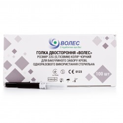 Волес игла двусторонняя стерильная 22G (0,7х38 мм) черный, 100 шт.
