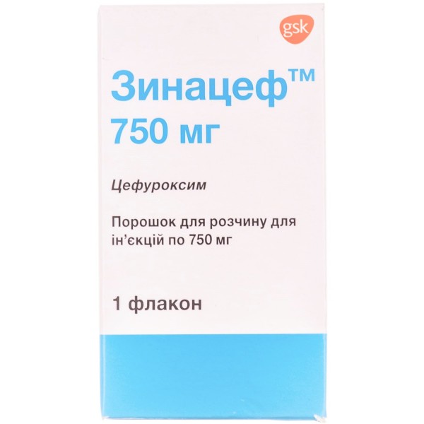 Зинацеф порошок для приготовления раствора для инъекций, 750 мг