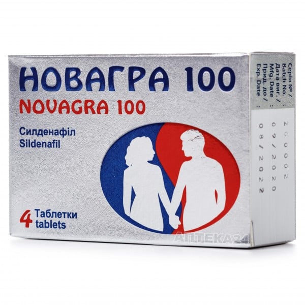 Новагра таблетки по 100 мг, 4 шт. Акция