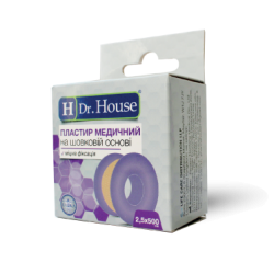 Пластырь медицинский на шелковой основе 2,5 см х 500 см H Dr.House (пластик с подвесом)