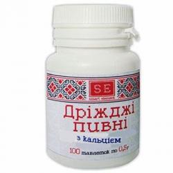 Дрожжи пивные с кальцием таблетки 500 мг N100