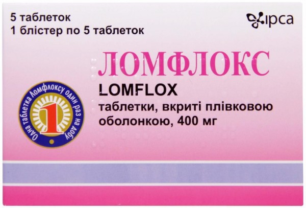 Ломфлокс таблетки по 400 мг, 20 шт.