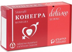 Конегра Делюкс таблетки жевательные по 100 мг 1 шт. + Конегра Делюкс таблетки жевательные по 100 мг 1 шт. (Акция 1+1)
