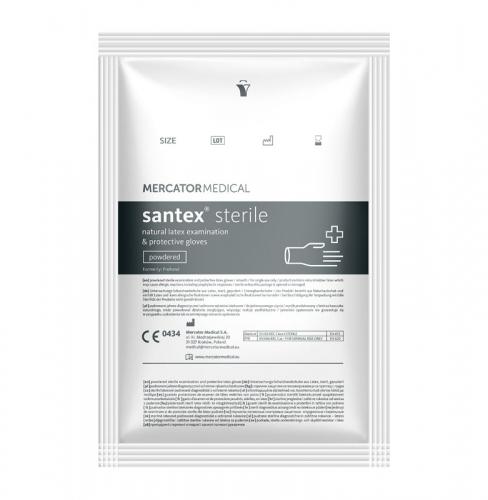 Перчатки латексные смотровые стерильные припудренные SANTEX® STERILE M №50