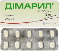 Димарил таблетки по 3 мг, 30 шт.