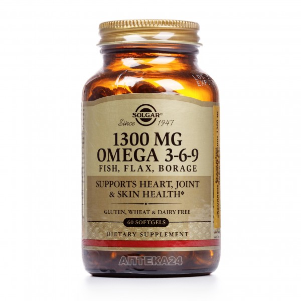 Солгар Комплекс жирных кислот 1300 мг Омега 3-6-9 капсулы, 60 шт.