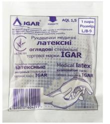 Игар размер L(8-9) перчатки медицинские латексные стерильные смотровые