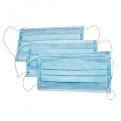 Маска медицинская трехслойная N50 синяя с ушными зацепами 17.5х9.5см