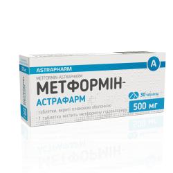 Метформин-Астрафарм таблетки по 500 мг, 30 шт.