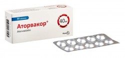 Аторвакор таблетки для снижения холестерина по 40 мг, 30 шт.