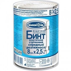 Белоснежка бинт медицинский эластичный ленточный среднего растяжения 2,5 м х 8 см