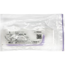 Викрил (Vicryl) 1, длина 90 см, кол. игла 40 мм, W9431