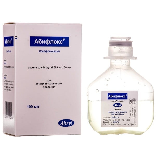 Абифлокс раствор для инъекций 500 мг/100 мл, флакон, 1 шт.