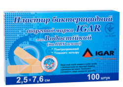 Лейкопластырь Игар бактерицидный водостойкий 2.5х7.6 см, 1 шт.