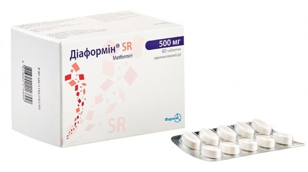 Диаформин SR таблетки по 500 мг, 60 шт.