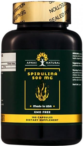 Спирулина Apnas Natural, диетическая добавка, капсулы по 500мг, 100 шт.